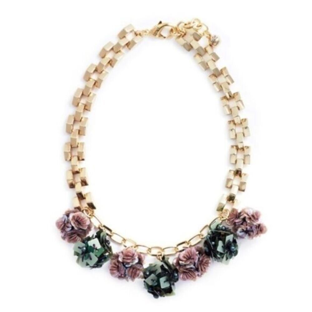 Lulu Frost Sequin Rumba Gold Played Chain Link Statement Necklace